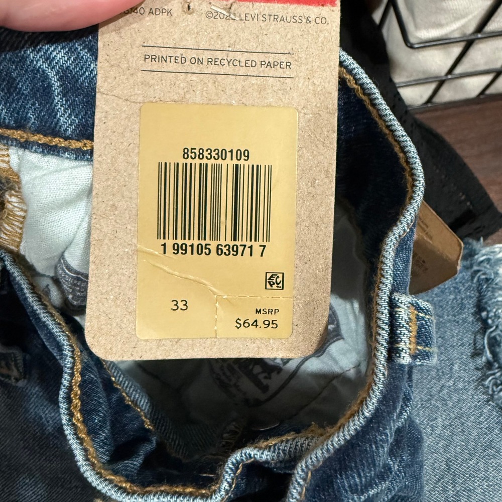 Levis 501 Mid-Thigh Shorts Womens 33 High Rise Stretch Denim Medium Wash NEW - Picture 5 of 8